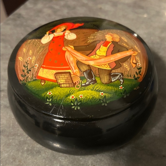 Vintage Black and Red Decorative Bowl
